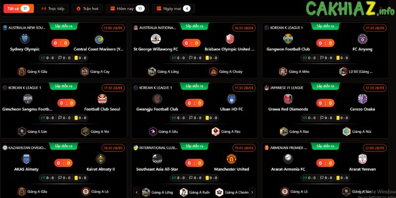 Các bước hướng dẫn lịch thi đấu bóng đá